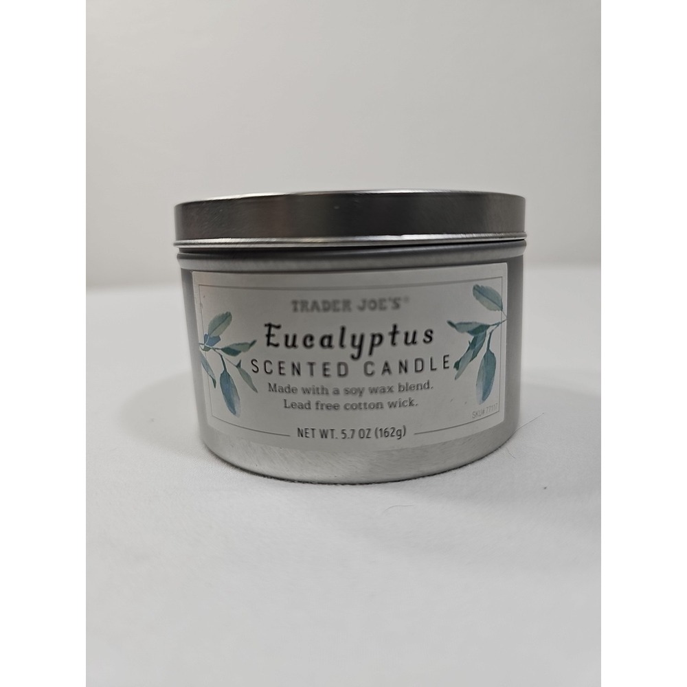 NEW Trader Joe's Eucalyptus Scented Candle 5.7oz Soy Wax - Lead Free Cotton Wick